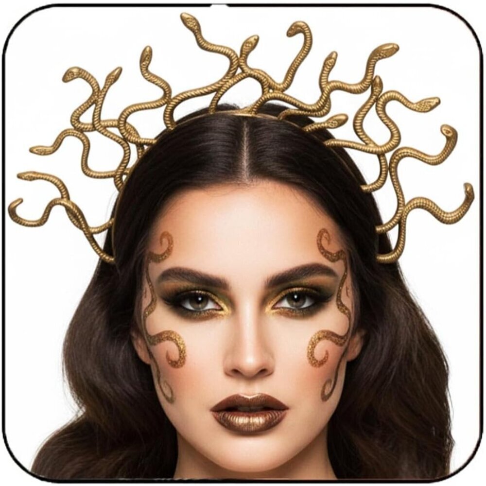 Medusa Snake Headpiece Gold Snake Headband Halloween Festival Hair Accessory